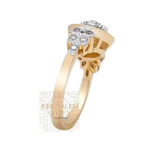 14k Gold With Diamonds & Blue Enamel.Jerusalem Cross